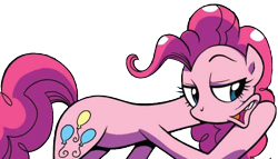 Size: 636x364 | Tagged: safe, artist:brendahickey, edit, idw, pinkie pie, pony, legends of magic, spoiler:comic, background removed, cartoon physics, simple background, solo, transparent background