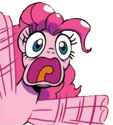 Size: 245x271 | Tagged: safe, artist:brendahickey, edit, idw, pinkie pie, pony, legends of magic, spoiler:comic, background removed, big eyes, faic, flailing, simple background, solo, transparent background