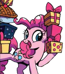 Size: 251x286 | Tagged: safe, artist:brendahickey, edit, idw, pinkie pie, pony, legends of magic, spoiler:comic, background removed, present, simple background, solo, transparent background