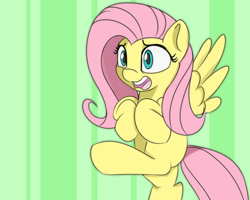 Size: 720x576 | Tagged: safe, artist:treekickerdraws, fluttershy, pegasus, pony, bipedal, female, mare, midair, open mouth, scared, solo, spread wings, wings