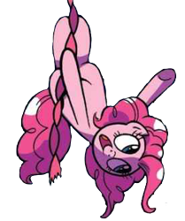 Size: 274x327 | Tagged: safe, artist:brendahickey, edit, idw, pinkie pie, pony, legends of magic, spoiler:comic, background removed, simple background, solo, transparent background, upside down