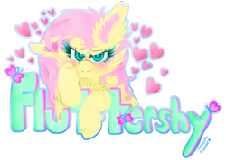 Size: 991x707 | Tagged: safe, artist:vanillaswirl6, fluttershy, butterfly, pegasus, pony, blushing, cheek fluff, chest fluff, colored eyelashes, colored pupils, ear fluff, female, floppy ears, fluffy, folded wings, heart, heart eyes, hoof fluff, lidded eyes, looking at you, mare, name, photoshop, redraw, simple background, solo, squishy cheeks, transparent background, wingding eyes