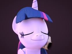 Size: 960x720 | Tagged: safe, artist:3d thread, artist:creatorofpony, derpibooru import, twilight sparkle, twilight sparkle (alicorn), alicorn, pony, /mlp/, 3d, 3d model, blender, disembodied hand, eyes closed, female, mare, petting, smiling, solo