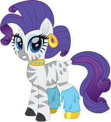 Size: 1367x1500 | Tagged: safe, artist:cloudyglow, rarity, zebra, choker, cute, dock, ear piercing, earring, female, jewelry, looking at you, mare, necklace, piercing, raribetes, simple background, smiling, smiling at you, solo, species swap, transparent background, zebrafied