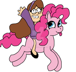 Size: 1024x964 | Tagged: safe, artist:creativeblossom, pinkie pie, earth pony, pony, excited, female, gravity falls, happy, mabel pines, mare, tongue out, watermark