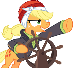 Size: 11604x10796 | Tagged: safe, artist:cyanlightning, applejack, earth pony, pony, ppov, .svg available, absurd resolution, bipedal, captain jackbeard, hat, pirate, simple background, solo, transparent background, vector