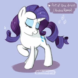 Size: 2140x2145 | Tagged: safe, artist:aanotherpony, rarity, pony, unicorn, art of the dress, eyes closed, female, mare, one hoof raised, solo, song reference