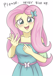 Size: 2893x4092 | Tagged: safe, artist:sumin6301, fluttershy, equestria girls, beautiful, blushing, cute, daaaaaaaaaaaw, female, happy, looking at you, motivational, open mouth, shyabetes, smiling, solo