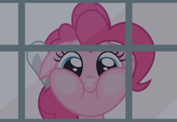 Size: 5000x3456 | Tagged: safe, artist:dashiesparkle, pinkie pie, earth pony, pony, daring done?, absurd resolution, female, looking at you, mare, ponk, smiling, solo, vector, window