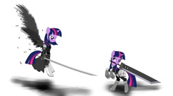 Size: 1024x569 | Tagged: safe, artist:avchonline, derpibooru import, twilight sparkle, buster sword, cloud strife, crossover, final fantasy, final fantasy vii, self ponidox, sephiroth, sword, weapon