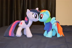 Size: 6016x4000 | Tagged: artist needed, safe, derpibooru import, rainbow dash, twilight sparkle, female, irl, lesbian, photo, plushie, shipping, twidash