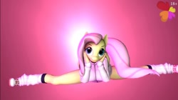 Size: 1077x601 | Tagged: safe, screencap, fluttershy, anthro, plantigrade anthro, 3d, flexible, solo, source filmmaker, splits