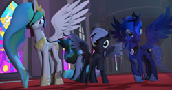 Size: 4096x2160 | Tagged: safe, artist:o0despair0o, princess celestia, princess luna, alicorn, pegasus, pony, 3d, male, stallion