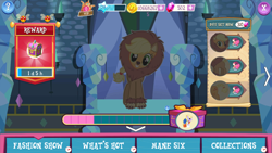 Size: 1280x720 | Tagged: safe, screencap, applejack, earth pony, pony, animal costume, applelion, clothes, costume, crack is cheaper, gameloft, nightmare night, nightmare night costume, vip