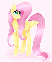 Size: 2336x2785 | Tagged: safe, artist:cosmiickatie, fluttershy, pegasus, pony, female, mare, raised hoof, smiling, solo