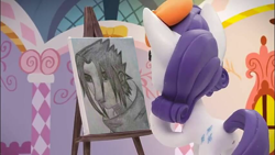 Size: 854x480 | Tagged: safe, edit, screencap, rarity, pony, unicorn, my little pony: stop motion short, rarity's paintful pony portrait, painting, solo, stop motion, uchiha sasuke