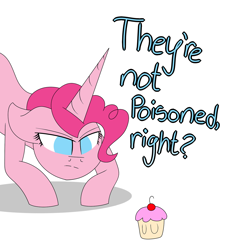 Size: 1280x1403 | Tagged: safe, artist:tomboygirl45, pinkie pie, alicorn, pony, alicornified, ask, cupcake, food, pinkiecorn, princessponk, race swap, solo, tumblr, xk-class end-of-the-world scenario