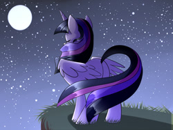 Size: 1024x768 | Tagged: safe, artist:le-poofe, derpibooru import, twilight sparkle, twilight sparkle (alicorn), alicorn, pony, female, mare, moon, solo