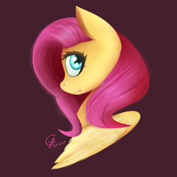 Size: 850x850 | Tagged: safe, artist:laptop-pone, fluttershy, pegasus, pony, female, looking back, mare, signature, solo