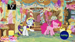 Size: 1920x1080 | Tagged: safe, screencap, pinkie pie, pound cake, pumpkin cake, rarity, earth pony, pegasus, pony, unicorn, it isn't the mane thing about you, baby, baby pony, discovery family logo, female, josh haber, male, mare, sugarcube corner, tv-y