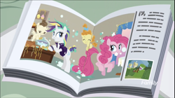 Size: 1324x740 | Tagged: safe, screencap, photo finish, pinkie pie, pound cake, pumpkin cake, rarity, earth pony, pegasus, pony, unicorn, it isn't the mane thing about you, alternate hairstyle, baby, baby pony, cake twins, curly hair, discovery family logo, female, male, mare, poofy pie, raripunk