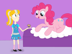 Size: 1831x1376 | Tagged: safe, artist:04startycornonline88, pinkie pie, pony, equestria girls, crossover, equestria girls-ified, fiona munson, food, kid vs kat, muffin