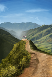 Size: 1854x2779 | Tagged: safe, artist:robsa990, princess celestia, alicorn, pony, female, hill, mare, pinklestia, scenery, scenery porn, sky, solo, spread wings, valley, wings