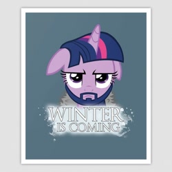 Size: 630x630 | Tagged: safe, artist:alexstrazse, derpibooru import, twilight sparkle, tanks for the memories, beard, crossover, floppy ears, game of thrones, head, solo, twilight starkle, winter is coming