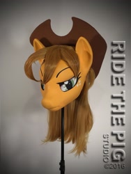 Size: 1536x2048 | Tagged: safe, applejack, anthro, clothes, cosplay, costume, fursuit, irl, mask, photo