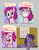 Size: 704x896 | Tagged: safe, artist:snapai, derpibooru import, pinkie pie, twilight sparkle, twilight sparkle (alicorn), oc, oc:pun, alicorn, earth pony, pony, anatomy, comic, facehoof, female, hoofy-kicks, mare, muscles, pun, smiling, speech bubble