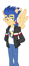 Size: 266x600 | Tagged: safe, flash sentry, equestria girls, ponied up, ponytail, solo, transformation