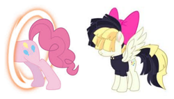 Size: 846x480 | Tagged: safe, pinkie pie, songbird serenade, earth pony, pegasus, pony, my little pony: the movie, bow, eye, female, mare, now you're thinking with portals, portal