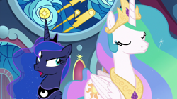 Size: 1920x1080 | Tagged: safe, screencap, princess celestia, princess luna, alicorn, pony, sparkle's seven