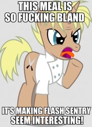 Size: 436x598 | Tagged: safe, flash sentry, gordon ramsay, image macro, meme, ponified, solo, vulgar