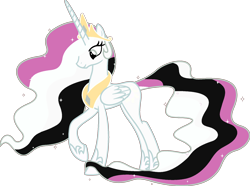 Size: 1920x1431 | Tagged: safe, edit, angel bunny, princess celestia, alicorn, pony, ethereal mane, female, fusion, hoof shoes, mare, palette swap, peytral, ponyar fusion, raised hoof, recolor, simple background, solo, transparent background, vector, vector edit