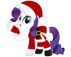 Size: 1024x814 | Tagged: artist needed, safe, rarity, pony, unicorn, beard, belt, boots, christmas, clothes, costume, fake beard, female, hat, holiday, horn, looking at you, mare, open mouth, raised hoof, santa beard, santa claus, santa costume, santa hat, santa hooves, shoes, simple background, solo, transparent background, vector