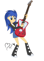 Size: 800x1100 | Tagged: safe, artist:melciadr, flare warden, flash sentry, equestria girls, equestria guys, female, guitar, rule 63, solo