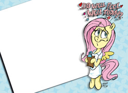 Size: 1024x749 | Tagged: safe, artist:grotezco, artist:tokiotoyy2k, fluttershy, pegasus, pony, bipedal, clipboard, get well card, hoof hold, nurse outfit, solo