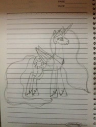 Size: 2448x3264 | Tagged: safe, artist:don2602, princess celestia, alicorn, pony, female, lined paper, notebook, solo, traditional art