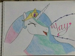 Size: 3264x2448 | Tagged: safe, artist:don2602, princess celestia, alicorn, pony, bust, celestia day, female, solo, traditional art, yay