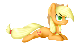 Size: 1024x617 | Tagged: safe, artist:despotshy, applejack, earth pony, pony, prone, simple background, solo, transparent background