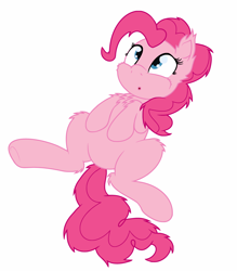 Size: 3056x3488 | Tagged: safe, artist:starstridepony, pinkie pie, earth pony, pony, :o, cheek fluff, cute, ear fluff, fluffy, leg fluff, legitimately amazing mspaint, lying down, ms paint, on back, open mouth