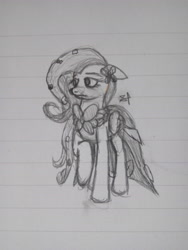 Size: 3120x4160 | Tagged: safe, artist:crazeguy, derpibooru exclusive, fluttershy, pegasus, pony, clothes, dress, gala dress, lined paper, solo, traditional art