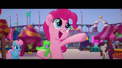 Size: 1920x1080 | Tagged: safe, screencap, gummy, pinkie pie, alligator, earth pony, pegasus, pony, my little pony: the movie, cute, diapinkes, eyes closed, female, mare, open mouth, smiling, underhoof