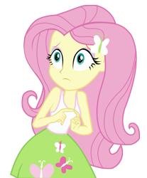 Size: 535x646 | Tagged: safe, artist:rare-fashions15, fluttershy, equestria girls, clothes, female, scared, simple background, skirt, solo, tanktop, transparent background, vector