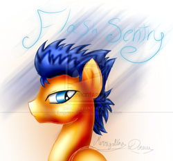 Size: 800x741 | Tagged: safe, artist:empressofsakura, flash sentry, pegasus, pony, male, solo, stallion, watermark