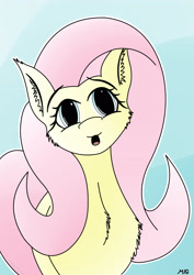 Size: 2432x3440 | Tagged: safe, artist:maneingreen, fluttershy, pegasus, pony, big eyes, chest fluff, fluffy, open mouth