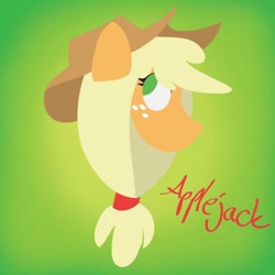 Size: 1024x1024 | Tagged: safe, artist:kimberlycolors, applejack, earth pony, pony, applejack's hat, blonde mane, bust, female, green eyes, mare, orange coat, solo