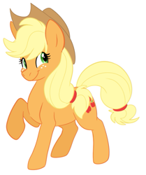 Size: 449x538 | Tagged: safe, artist:fizzy-dog, applejack, earth pony, pony, female, mare, raised hoof, solo