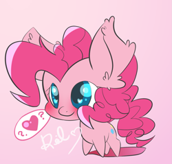 Size: 1125x1076 | Tagged: safe, artist:pepperkeil, pinkie pie, earth pony, pony, blushing, chibi, happy, heart, heart eyes, solo, wingding eyes